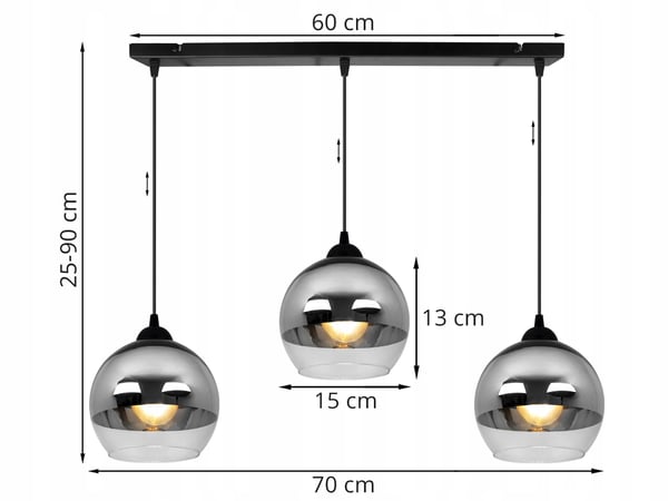 ELEGANT HÆNGELAMPE, GLASLAMPE, KROM LED