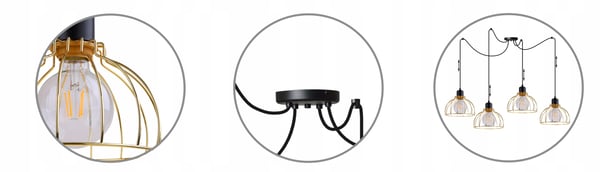 Lofthængende lampe med lysekrone i gylden edderkop-stil
