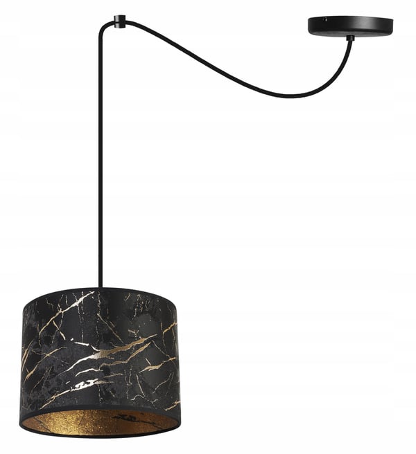 Lofthængende lampe, edderkoplampeskærm, gylden marmor