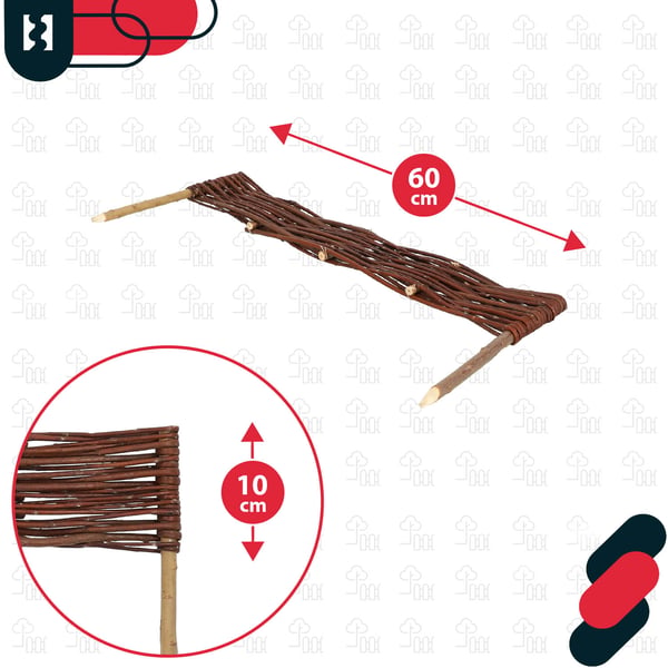 KOTARBAU® Trädgårdsstaket palikantning rotting 60 x 10 cm 5-pack