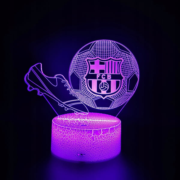 Nattbordslampa för barn FC Barcelona Fotboll 16 LED 3D + Fjärrkontroll