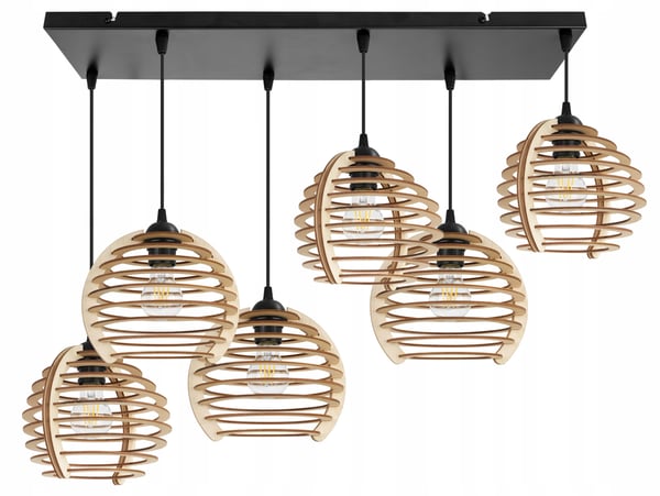 Hængende lampe, loftslysekrone, træ, LED lampeskærm