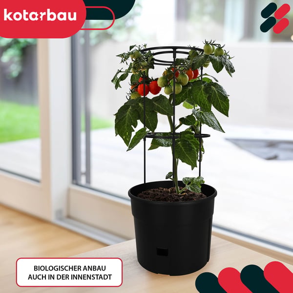 Kruka för tomatodling med stege för balkongen, svart, 30 cm, set om 2