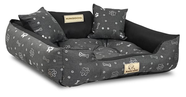 Hundeseng hundebur KINGDOG 75x65 cm personaliseret vandtæt ben sølv