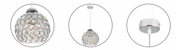 Kromhængende lampe med lysekrone i loftkrystal
