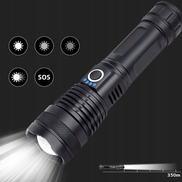 Tehokas XHP50-sotilaskäyttöön tarkoitettu zoom-taktinen LED-taskulamppu