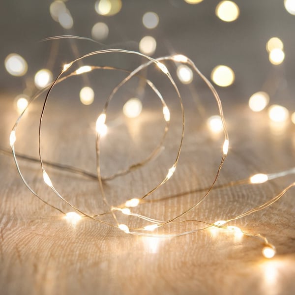 Ledninger, snore, lys, 10 LED juletræslys, 1 m dekorative dioder, batterier, varm/kold