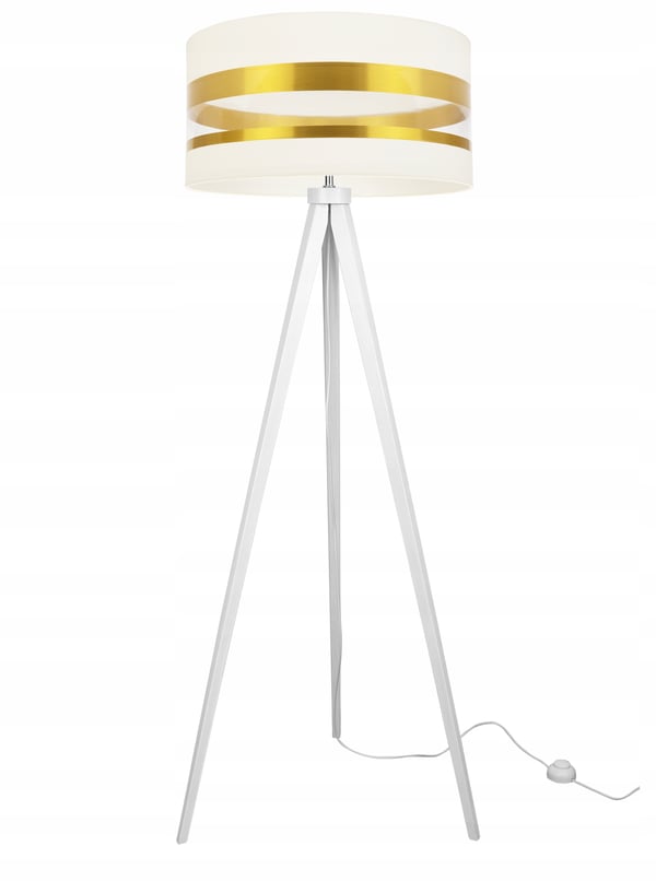 MODERNE GYLDEN TRIPOD GULVLAMPE MED LED LAMPESKÆRM