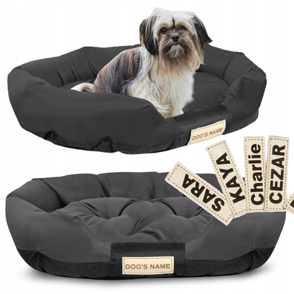 Hundeseng 115x95 cm personaliseret vandtæt sort