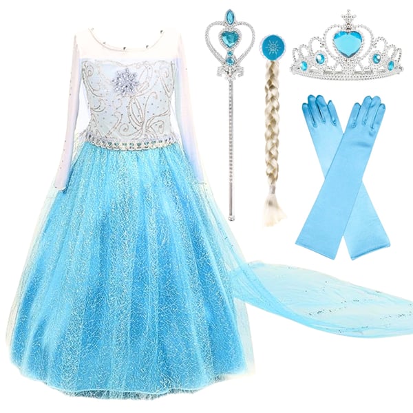 Elsa kostume kostume fest karneval prinsesse kjole pige gallafest