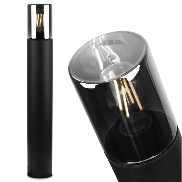 Havelampe udendørs stående til E27 pære sort glas IP54 60 cm SALVIA LUMILED