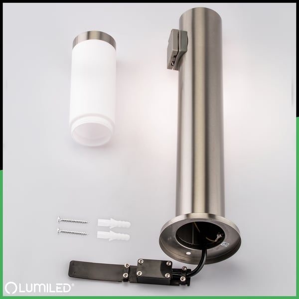 Trädgårdslampa utomhus E27 INOX stolpe 65cm med uttag 230V Lilium LUMILED