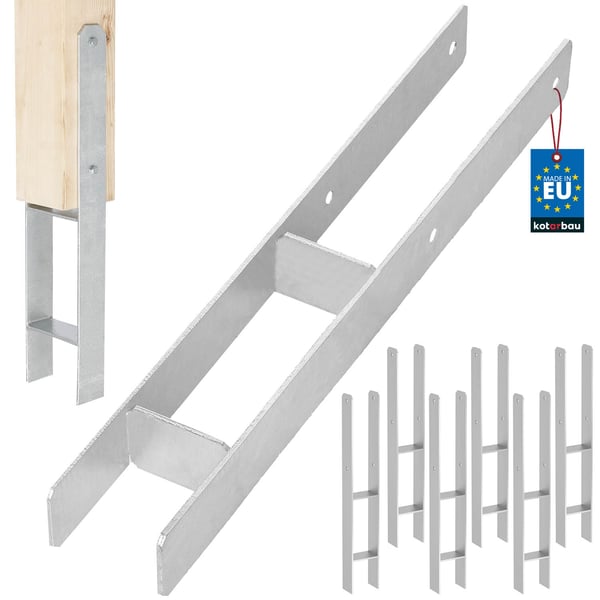 KOTARBAU® H-pelarfod til vægmontering, konsol, galvaniseret stålankare, 80 mm, 6-pak