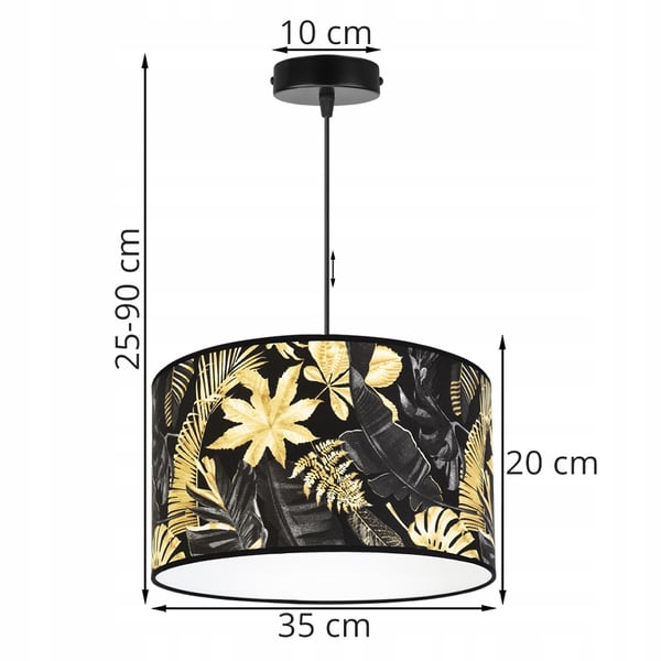 Lofthængende lampe, lampeskærm, gyldne blomster, LED