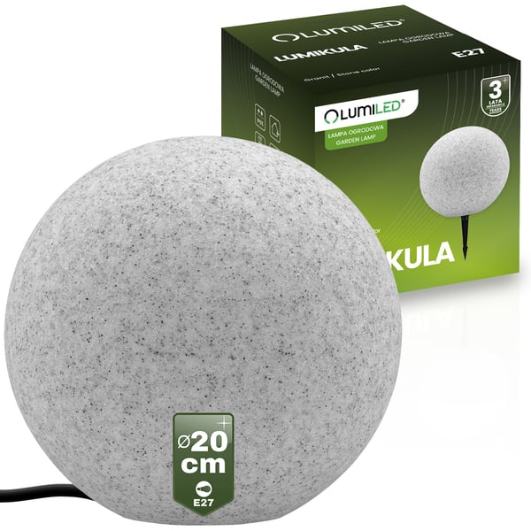 Havelampe udendørs STONE LED-kugle LUMIKULA 20cm E27 IP65 LUMILED