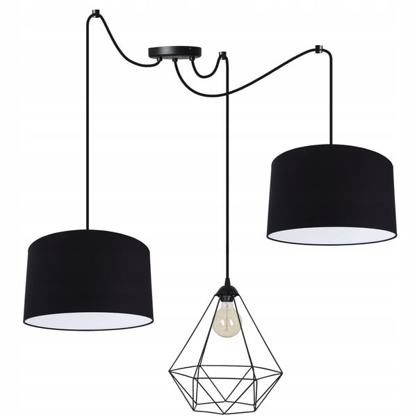 Lofthængende lampe med trådskærm og edderkop