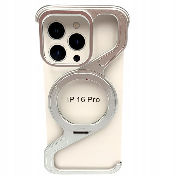 Etui til iPhone 16 PRO - Pansret Magsafe Metalcover - Titanium Holder