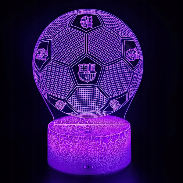 Nattbordslampa för barn FC Barcelonas fotbollsvapensköld 16 LED 3D + fjärrkontroll