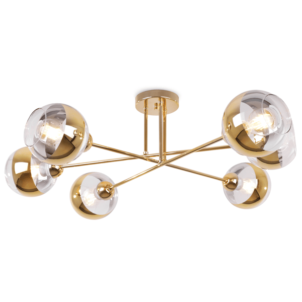 ASTURIA GULD LOFTLAMPE 6 FLADE GYLDNE LAMPESKÆRME E27