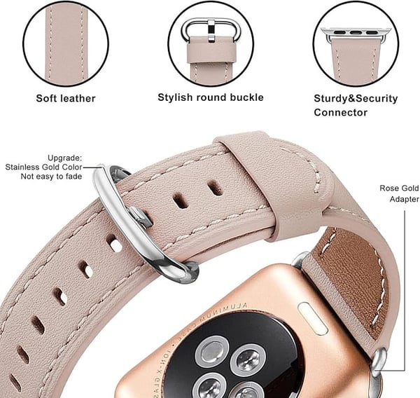 Apple Watch -ranneke 1/2/3/4/5/6/7/8/9/SE 38/40/41 mm Beige Nahka