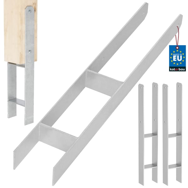 KOTARBAU® H-søjlebasis til indgydningsfæste Galvaniseret stålankere 90 mm 2-pak