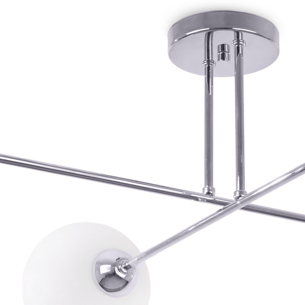 ASTURIA LOFTLAMPE KROM 4-PLADS HVID LAMPESKÆRM E27