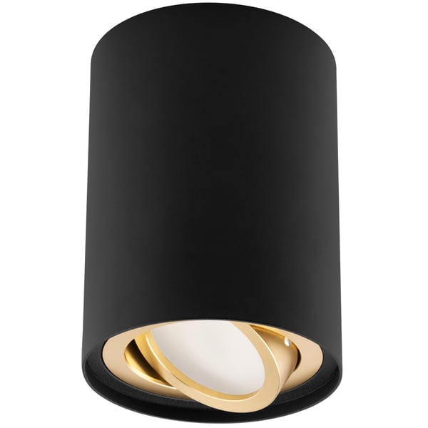 Taklampa HALOGENSPOT rörkupol vridbar GU10 rund svart-guld 84mm AMAT-M LUMILED