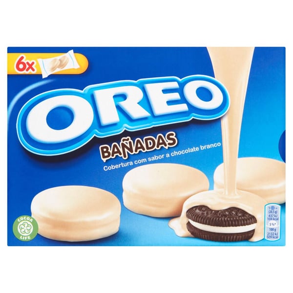 Oreo-kaakaokeksit vaniljatäytteellä ja valkoisella kuorrutteella 246 g (12 kpl) Oreo-kaakaokeksit vaniljatäytteellä ja valkoisella kuorrutteella 246 g (12 kpl)
