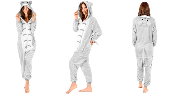 Varm totoro kigurumi pyjamas til mænd, langærmet vinterdragt, totoro-kostume - S