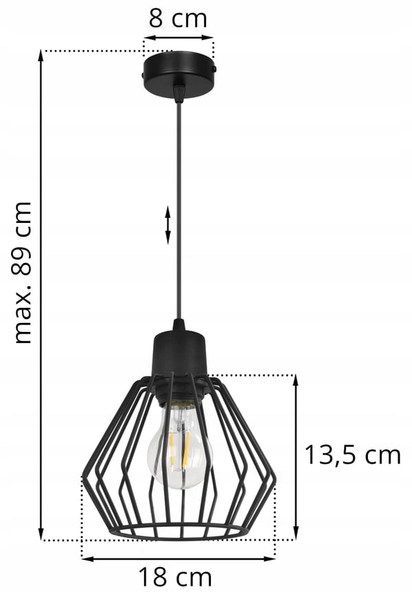 Hængelampe, loftslysekrone, trådskærm, LED