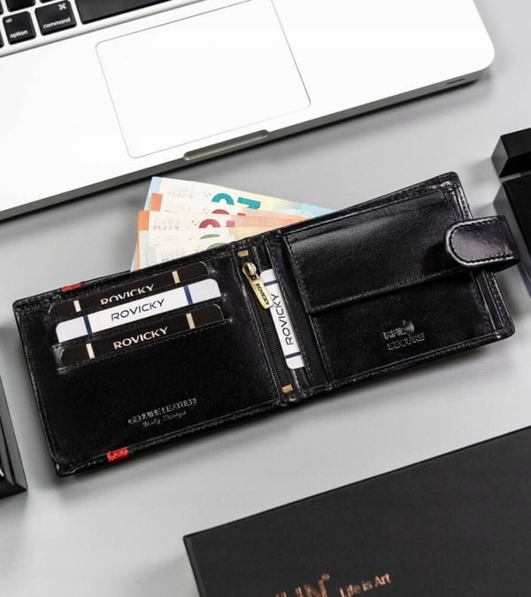 Herrplånbok i läder med RFID-system - Rovicky