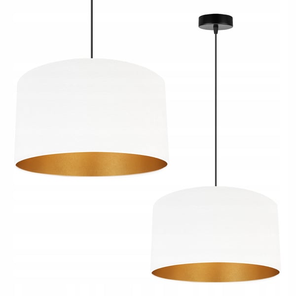 HÆNGENDE LAMPE LOFTSKRONE GYLDEN FLØJLSSKÆRM