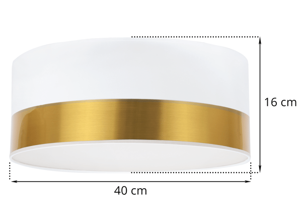 ELEGANCE PLEXI-KATTOVALAISIN VALKOINEN KULTA 40 CM E27