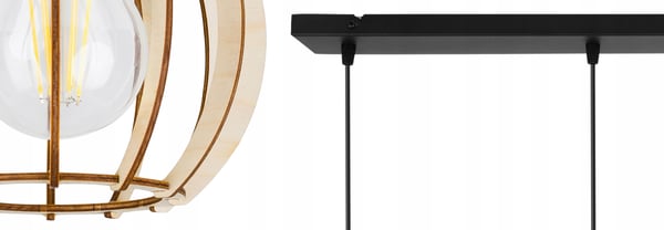 Hængende lampe, loftslysekrone, træ, LED lampeskærm