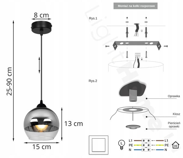 ELEGANT HÆNGELAMPE, GLASLAMPE, KROM LED