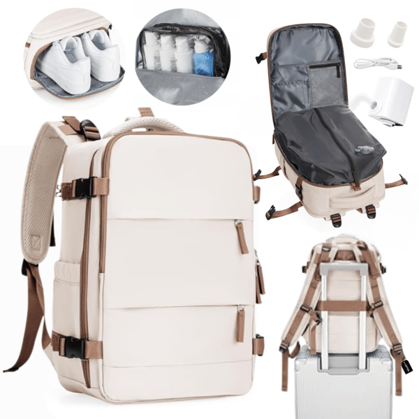 Beige brun håndbagage rygsæk