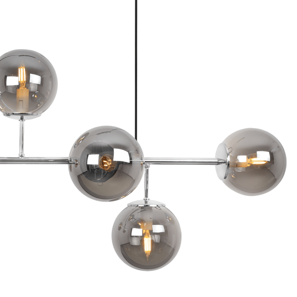 SIENA LOFTLAMPE KROM 6 FLAD GRAFITLAMPE E14 LANGE ARME