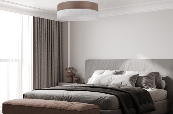 Loftlampe i træplexi, hvid, 50 cm, valnød