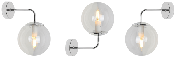 SIENA KROM VÆGLAMPE 1 FLAD LAMPE MED SORT E14 SKÆRM