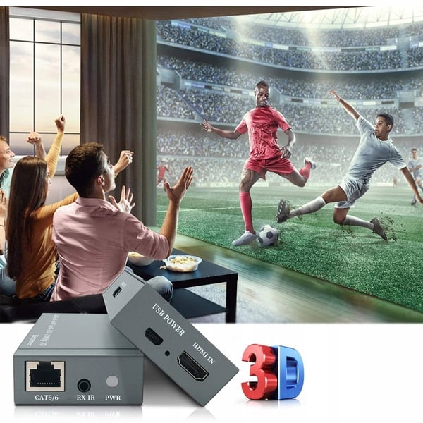 HDMI LAN-forlænger over parsnoet RJ45 60M IR-loopout-konverter - 2 HDMI-udgange