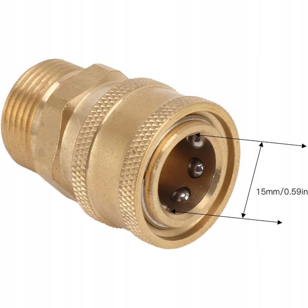 Messingadapter til højtryksrenser M22x1,5mm til 1/4" lynkobling