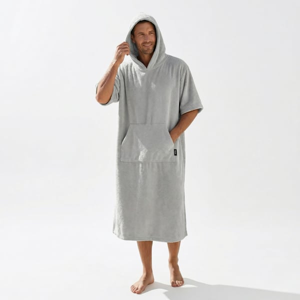 Vaaleanharmaa loft-puuvillainen poncho