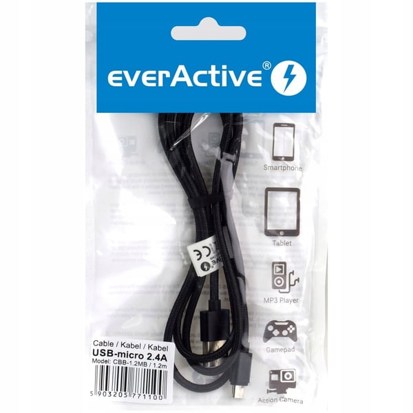 Mikro-USB-kabel everActive CBB-1.2MB 1.2m svart