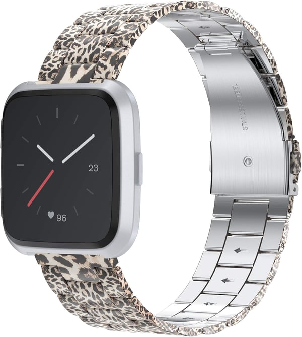 Fitbit Versa / Versa 2 / Lite -kellon ranneke, pantterinruskea teräs