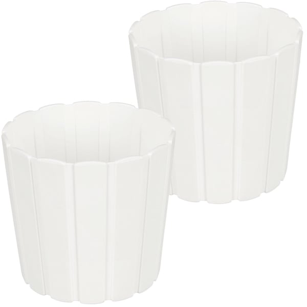 Muovinen kukkaruukku kukille ja yrteille parvekkeelle tai terassille, valkoinen, 15 cm, 2 kpl.