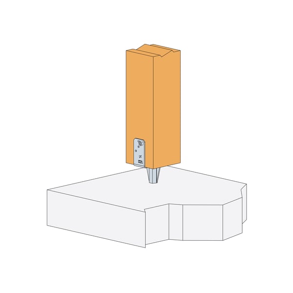 PBWS90Z stangsokkel 90x40x77x200x22x3mm