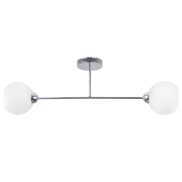 Loftlampe ASTURIA Krom 2-pladet hvid lampeskærm E27