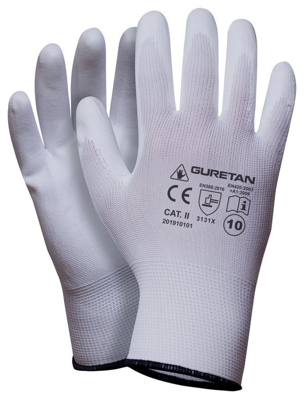 HANDSKAR POLYESTER + POLYURETANGURETAN (RTEPO) VIT STORLEK 9 - 12 PAR - REK GUREB9