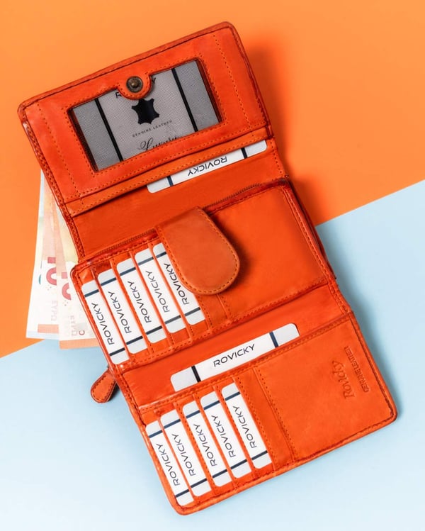 Damplånbok i läder R-N19-ZPT-7293 Orange