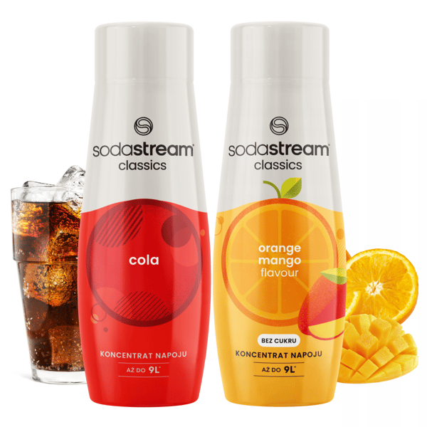 Sodastream Saturator -tiivistesetti 2 x kolasiirappi + appelsiini-mango